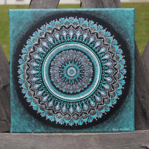 Ručně malovaná mandala na plátně