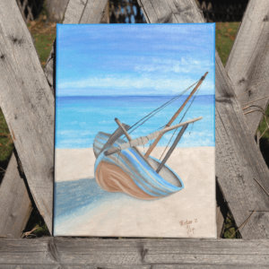 Obraz lodi na pláži olejomalba