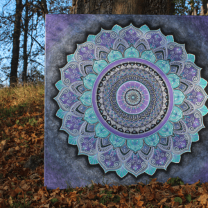 Ručně malovaná mandala na plátně akrylové barvy