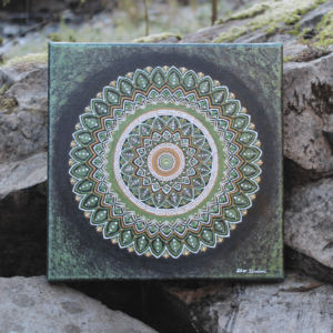 Ručně malovaná mandala na plátně